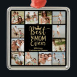 最高のMom Ever 12 Photo Collage メタルオーナメント<br><div class="desc">この金ゴールドで彼女をどれだけ愛しているか見せろかわいらしお母さん最高の12枚の特別な写真のための部屋と写真のコラージュ。クラウン素晴らしとハートを持つ金ゴールドのタイポグラフィを特徴とする。カスタマイズする子供の名前を追加する。なんて素晴らしい形見だ。私たちの店でコーディネート項目を参照する， Enchanted Finch</div>