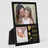 最高のMom Ever 2フォトコラージュ黒と金ゴールド フォトプラーク (側面)