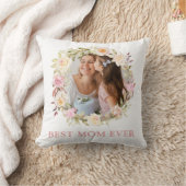 最高のMom Ever 2写真フローラエレガント クッション (ブランケット)