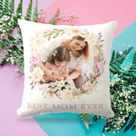 最高のMom Ever 2写真フローラエレガント クッション