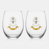 最高のMom Ever 2写真&名前Queen王室の Bee ステムなしワイングラス (正面)