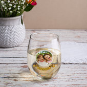 最高のMom Ever 2写真&名前Queen王室の Bee ステムなしワイングラス