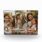 最高のMom Ever 3フォトコラージュ母の日のハート フォトブロック (正面)