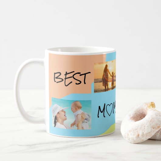 最高のMom Ever 4フォトコラージュ誕生日 コーヒーマグカップ (ドーナツ)