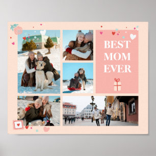 最高のMom Ever 5写真Mother's Day Collage ポスター