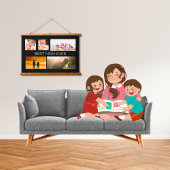 最高のMom Ever 5 Photo Collage Black 吊り下げ型タペストリー