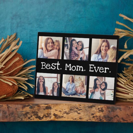 最高のMom Ever 6フォトコラージュパーソナライズされたおもしろい フォトプラーク (側面)