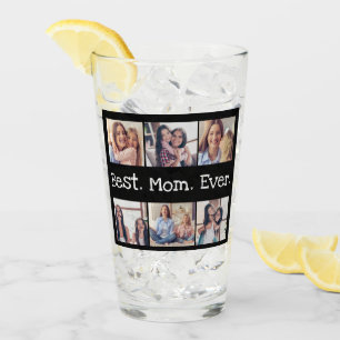 最高のMom Ever 6フォトコラージュ白黒 タンブラーグラス