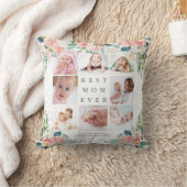 最高のMOM EVER 8フォトコラージュフローラカスタム文字 クッション (ブランケット)