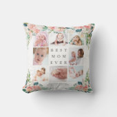 最高のMOM EVER 8フォトコラージュフローラカスタム文字 クッション (正面)