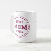 最高のMOM Ever Badgeロゴデザイン コーヒーマグカップ (正面左)