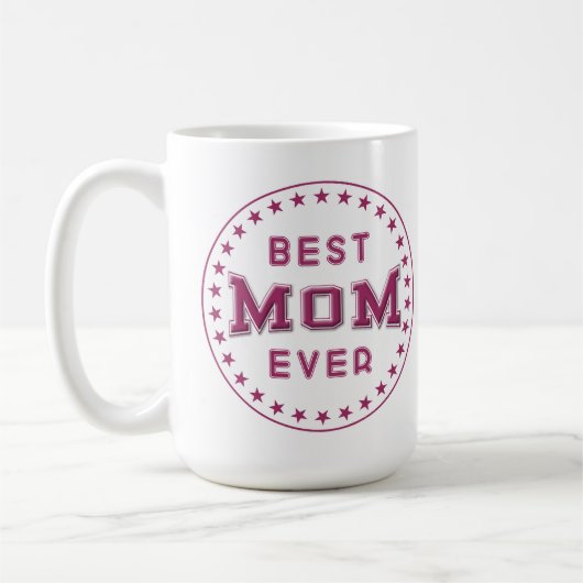 最高のMOM Ever Badgeロゴデザイン コーヒーマグカップ (左)