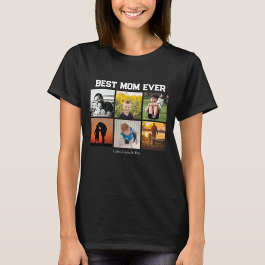 最高のMom Ever Customizable名前と画像 Tシャツ (正面)