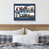最高のMom Ever Customizable Navy Blue Photo Collage キャンバスプリント (インサイチュ (寝室))