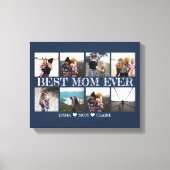 最高のMom Ever Customizable Navy Blue Photo Collage キャンバスプリント (正面)