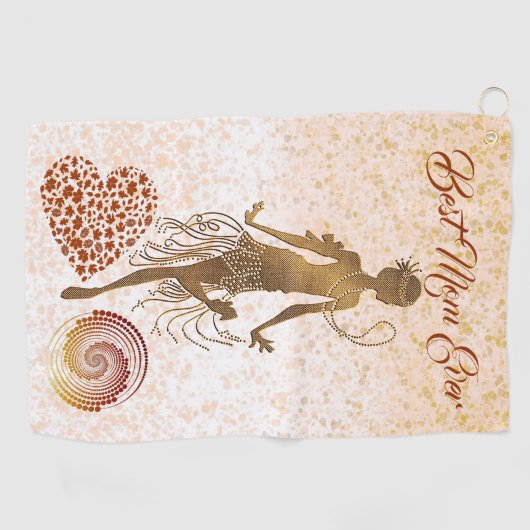 最高のMom Ever Dancer Spiralハート母の日おもしろい ゴルフタオル (横)