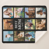 最高のMom Ever Family Photo Collage Black シェルパブランケット (正面(横))