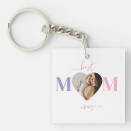 最高のMom Ever Keychain -カスタムハート写真 キーホルダー