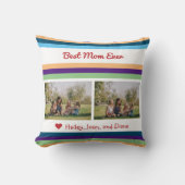 最高のMom Ever Love 2枚の写真の名前カラーバンドMake Make クッション (正面)