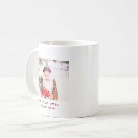 最高のMom Ever Minimalistタイプライター文字 コーヒーマグカップ (正面左)