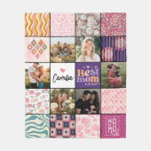 最高のMom Ever Photo Collageシックなパタモダンーン フリースブランケット (正面)