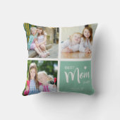 最高のMom Ever Photo Collageティール(緑がかった色) クッション (裏面)