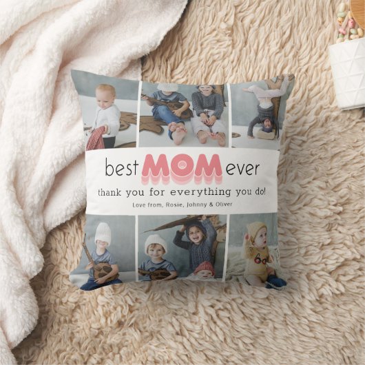 最高のMom Ever Photo Collage クッション (ブランケット)