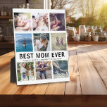 最高のMom Ever Photo Collage Keepake フォトプラーク<br><div class="desc">最高の母は9モダン平方の写真コラージュと子供の名前を特徴とするプラーク。子供たちからの素晴らしい記念品の贈り物を作り、誕生日、クリスマスまたはマザーズの日に適している。すべての文字とフォントの色を任意の色に変更できる。</div>