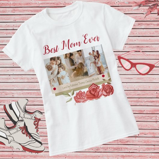 最高のMom Ever Photo Collage Names Mothers Day Kids Tシャツ