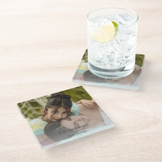 最高のMom Ever Photo Glass Coaster ガラスコースター (アングル)