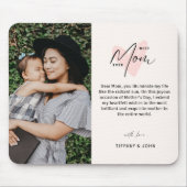 最高のMom Ever Pinkハートスクリプトかわいいメッセージ マウスパッド (正面)