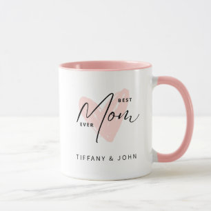 最高のMom Ever Pinkハートスクリプトかわいいメッセージ マグカップ