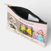 最高のMom Ever Pink 3枚写真モノグラムの アクセサリーポーチ (見開き)