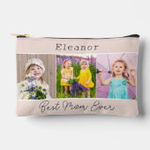 最高のMom Ever Pink 3枚写真モノグラムの アクセサリーポーチ (正面)