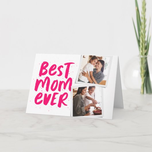 最高のMom Ever Pink photo Mother's Day Card カード (正面)