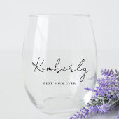 最高のMom Ever Scriptモノグラム ステムなしワイングラス