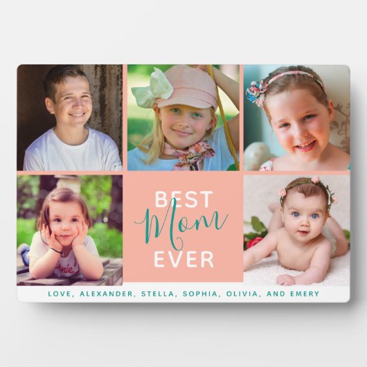 最高のMom Ever Script 5枚の写真ファミリー フォトプラーク (正面)