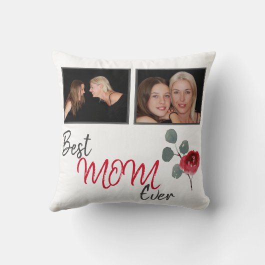 最高のMom Ever Script Mother Photo Collage クッション (裏面)