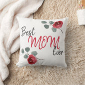 最高のMom Ever Script Waterカラーバラフローラ クッション (ブランケット)