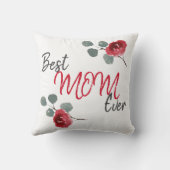 最高のMom Ever Script Waterカラーバラフローラ クッション (裏面)