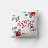 最高のMom Ever Script Waterカラーバラフローラ クッション (正面)