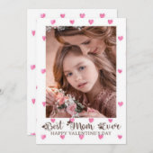 最高のMom Ever Valentine's Dayハート写真Pink Ho シーズンカード (正面/裏面)