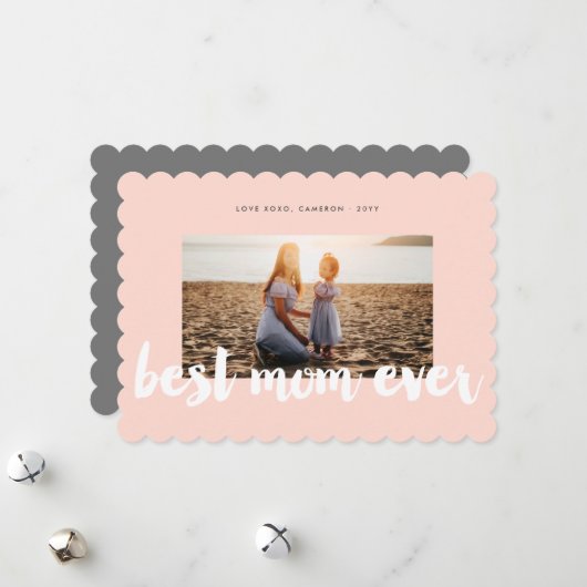 最高のMom Ever Whiteはっきりした Brush写モダン真 シーズンカード (正面/裏面インサイチュ)