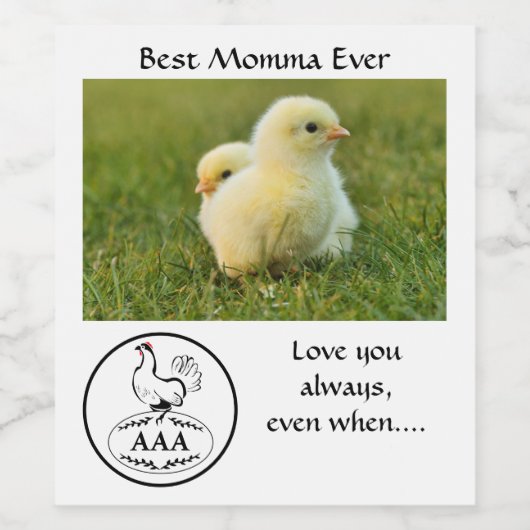 最高のMom Hen Ever Nesting on Monogram Egg Photo ワインラベル (シングルラベル)