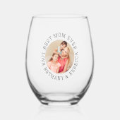 最高のMom Mum Everカスタムフォト名 ステムなしワイングラス (正面)