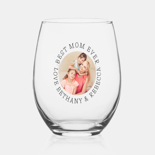 最高のMom Mum Everカスタムフォト名 ステムなしワイングラス (正面)
