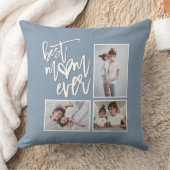 最高のMom Mum Ever 3枚の写真スクリプトほこりっぽい青 クッション (ブランケット)
