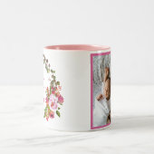 最高のMom Pinkフローラかわいらし Photo Mothers Day ツートーンマグカップ (中央)