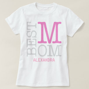 最高のMom Pink Silverグリッター名パーソナライズされた Tシャツ