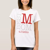 最高のMom Red Silverグリッター名パーソナライズされた Tシャツ (正面)